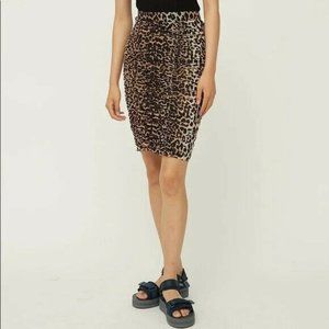Ganni Leopard-Print Pencil Skirt in Brown and Black